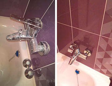 Очистка и полировка сантехники в ванной - пример до и после уборки
