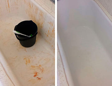 Удаление ржавчины в ванной пример генеральной уборки до и после